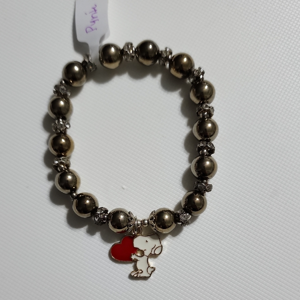 Pyrite Snoopy Stretch Bracelet